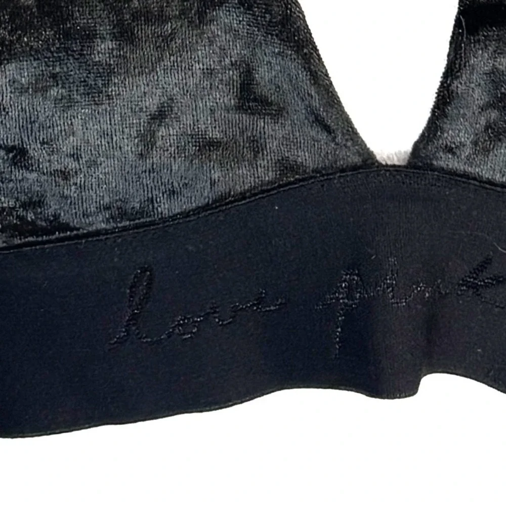 Pink Victoria's Secret Bralette Womens‎ Small Black Crushed Velvet Strappy Back